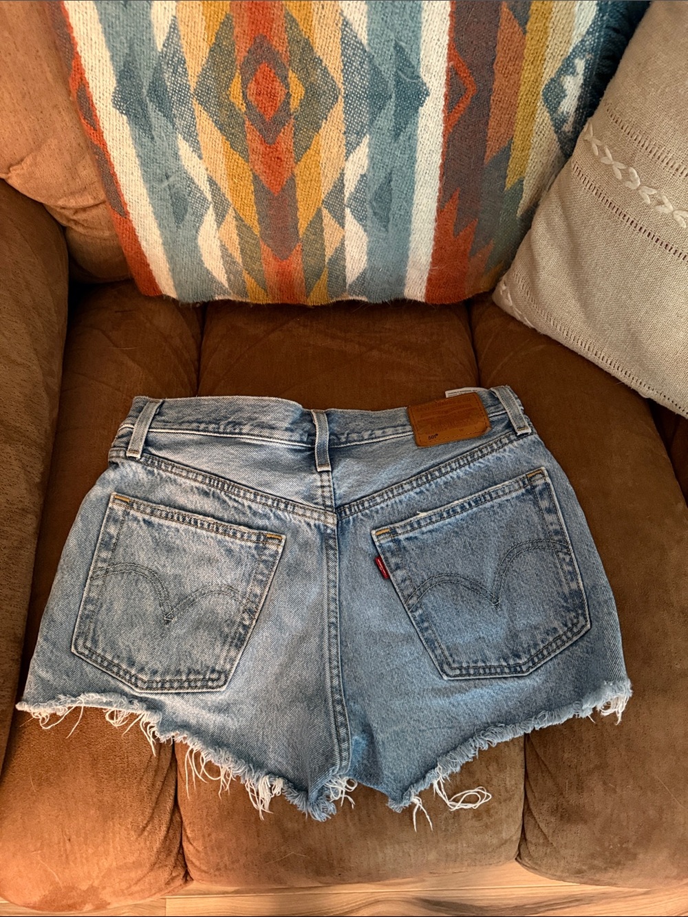 Levi's Light Blue Distressed Denim Cutoff Shorts